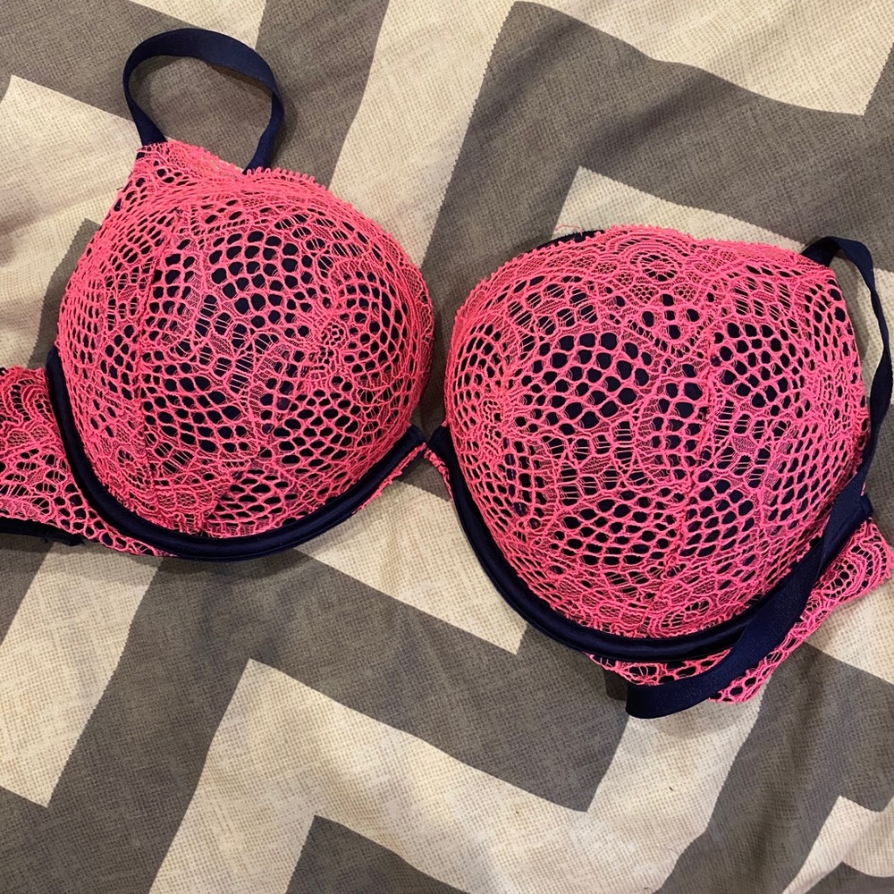 Navy blue pink Victoria secret bra